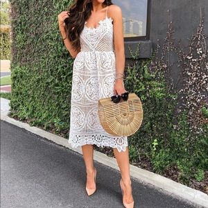 MOONLIT NIGHT CROSS BACK CROCHET CAMI DRESS